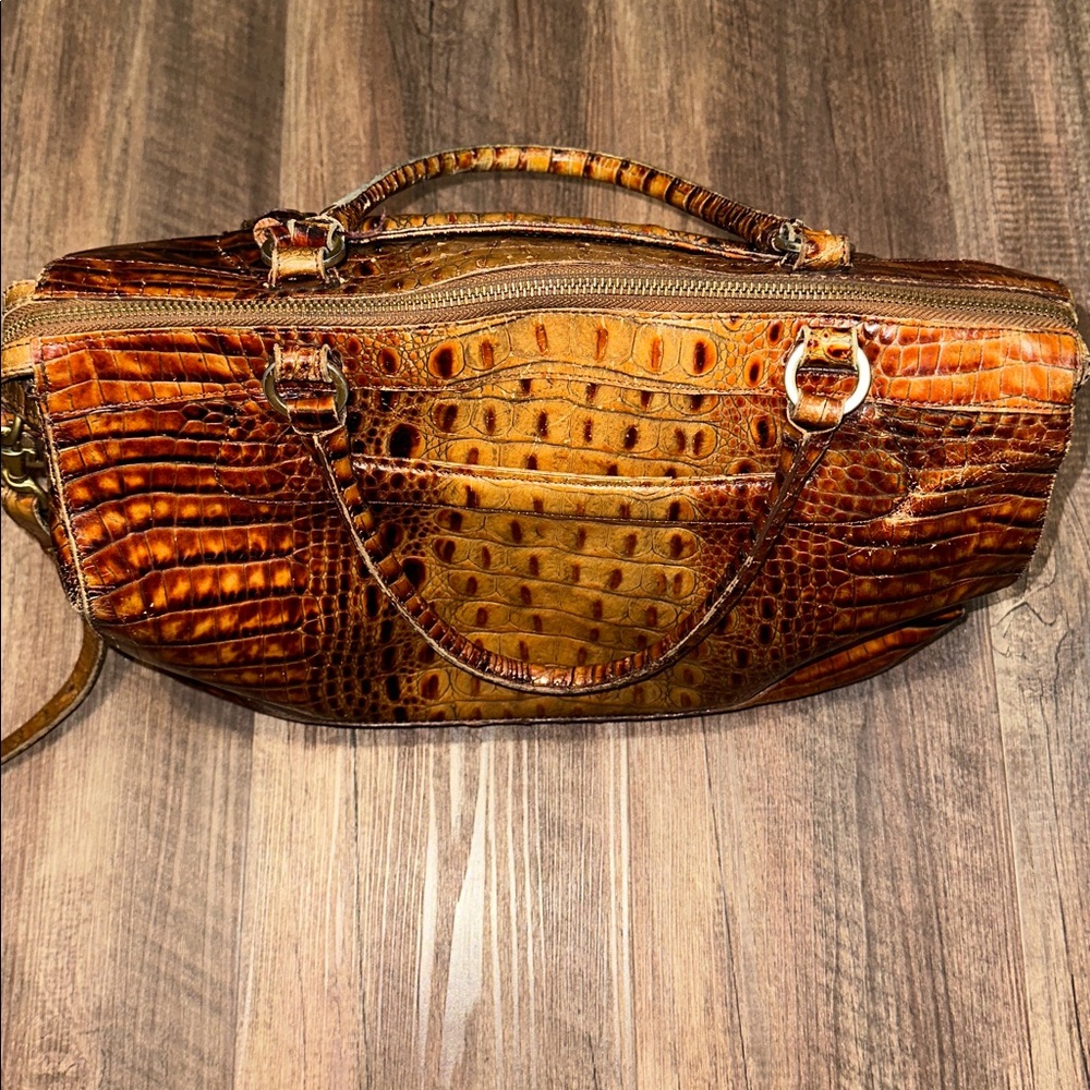 Brahmin Croc-Embossed Satchel Pecan - Picture 8 of 16